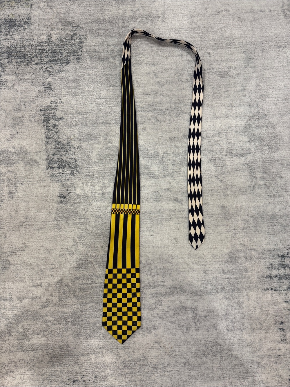 Versace Black and Yellow Checker Silk Tie